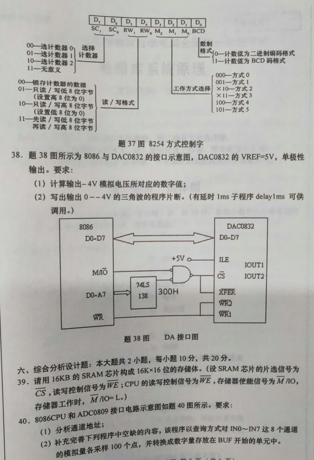 2019年4月自考04732微型計算機及接口技術